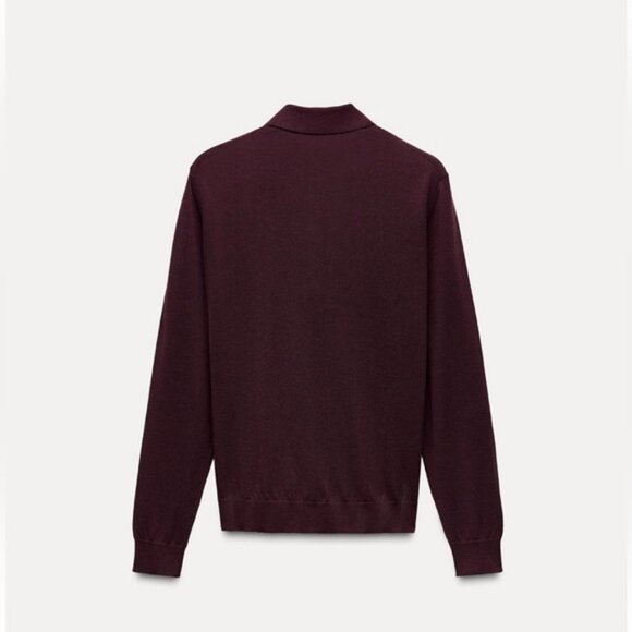 ZARA BUTTONED KNIT POLO TOP - Picture 8 of 9